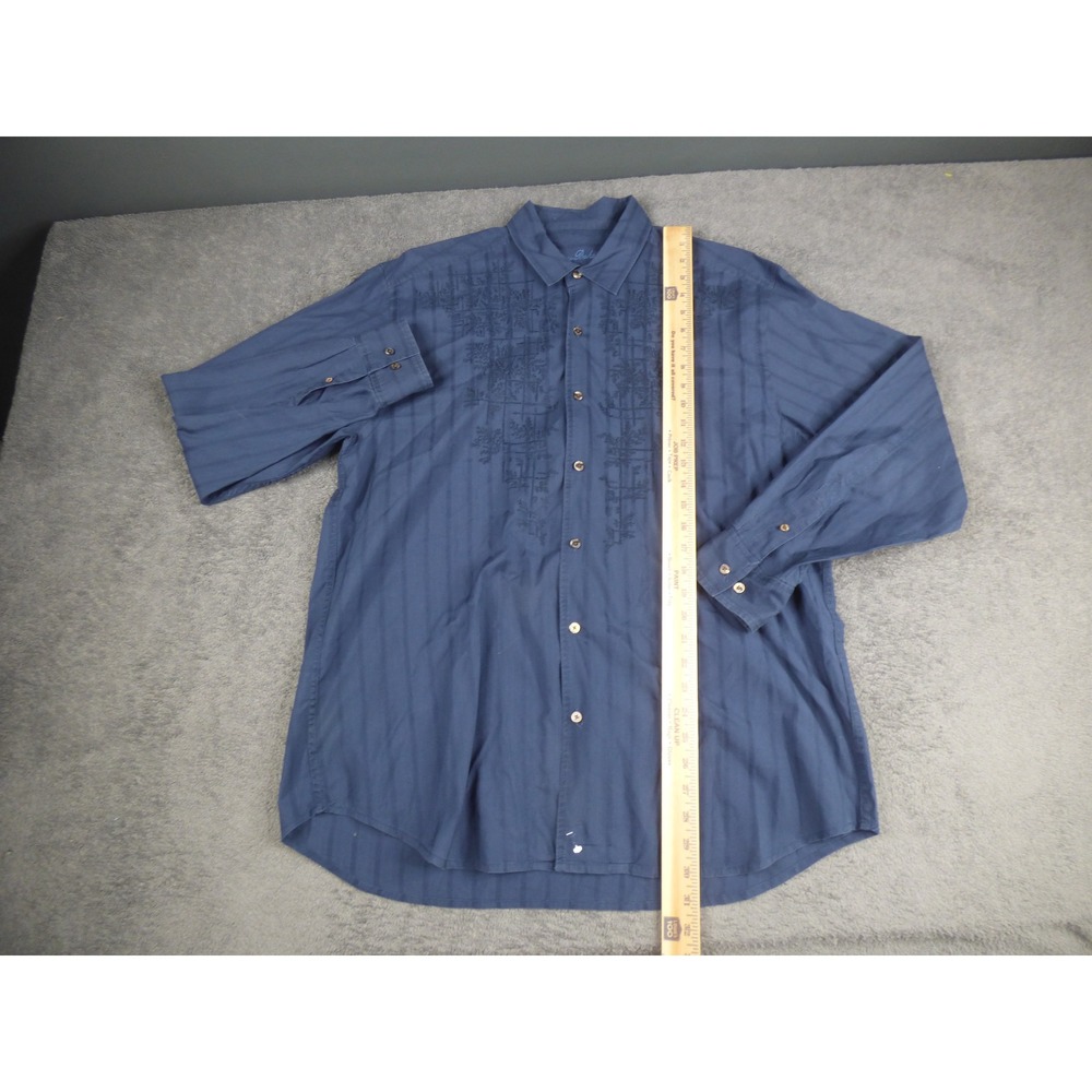 Tommy Bahama Mens Blue Embroidered Long Sleeve Button Down Cotton Shirt Large - Picture 8 of 11